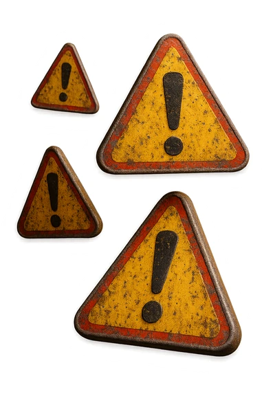 SEGNALI DI PERICOLO CON PUNTO ESCLAMATIVO 3D FLUTTUANO IN ARIA, IPERREALISTICI 4K sticker