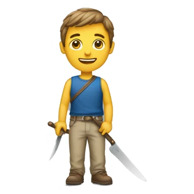 En garçon qui court avec le couteau sticker