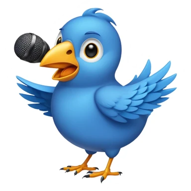 A blue Twitter bird happily singing Beautiful music sticker