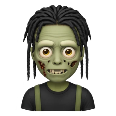 memoji iphone zombie with black dreads black tee and braces sticker