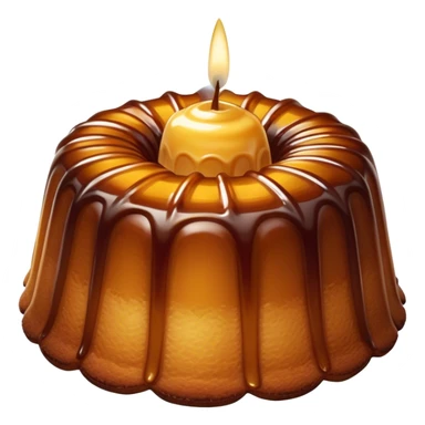 Cinematic rich cannelé, dark caramelized crust with a soft, custard-like interior, glossy finish, warm golden hues, elegant and indulgent. sticker