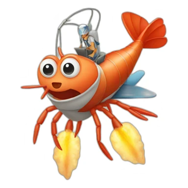 Shrimp riding rocket sticker