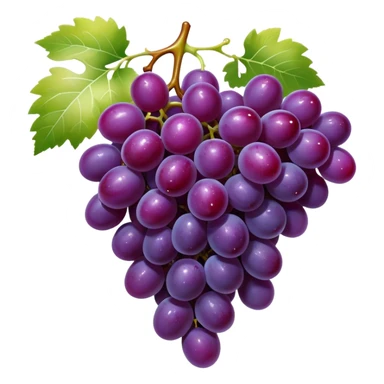 Cinematic glossy purple grapes, plump and dewy, gathered in a beautiful cluster, deep rich hues, ultra-detailed, fresh and juicy, soft glowing light. sticker