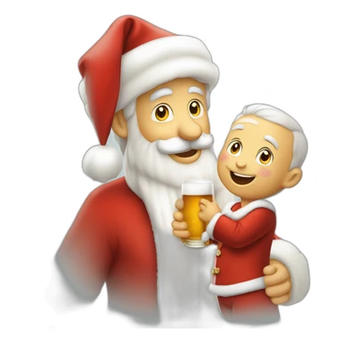 Père Noël qui offre un verre de bière à un enfant comme cadeau sticker