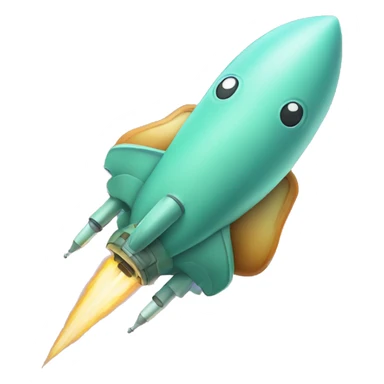 Squidward 2D cartoon flying ontop of a rocket small emoji sticker