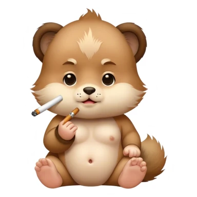 The baby shi ba is smoking sticker