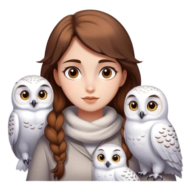 Brown haired girl with snowy owls sticker