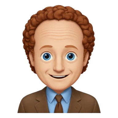 Larry Fine from the Three Stooges with blue eyes, reddish brown hair, brown suit sticker