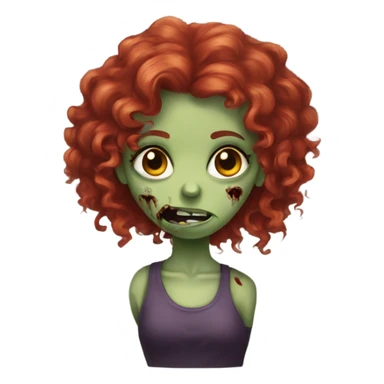 Zombie girl , red curly hair ,with hands sticker