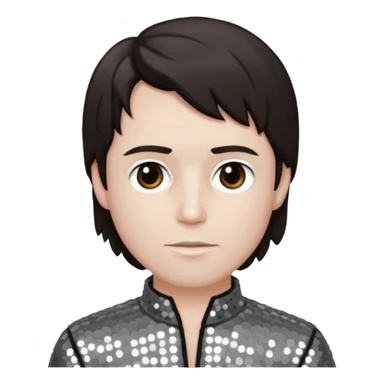 Charles Lee Ray with dark brown hair, grey sequin outfit  sticker