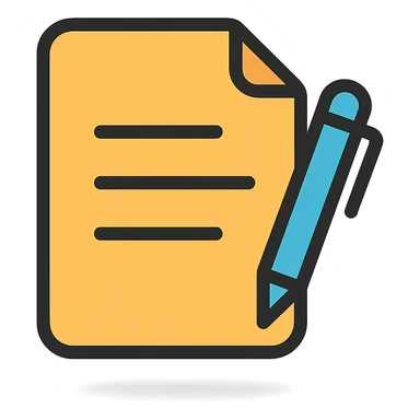 minimalist paperwork and pen, rounded corners, monochrome palette, subtle shadow, no text sticker