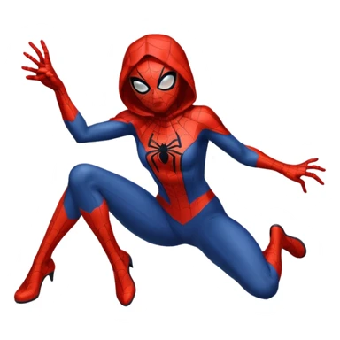 spidergirl shooting a web, action pose, city background sticker