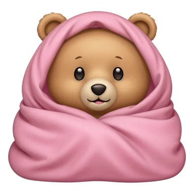 Happy light tan teddy bear hiding under light pink covers  sticker