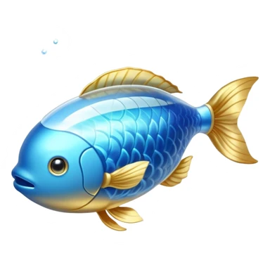 Shimmering golden capsule floating in flowing soft blue liquid currents, with an ethereal translucent fish circling around a glowing brain suspended in the fluid. Gentle waves of light pulsing outward from the brain, creating an aura of serenity, enhanced focus and mental clarity. sticker