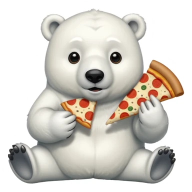 polar bear with pizza wearing coat sticker