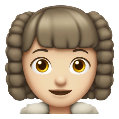 Pale skin brunette with a bob and a bang wearing White ear muff  sticker