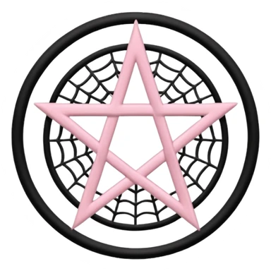 Light pink and black pentacle with spiderwebs  sticker