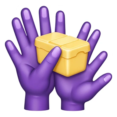 purple four finger hand with butter sticker