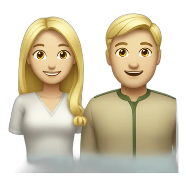 blond man and Chinese woman smiling sticker
