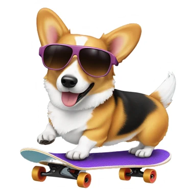 Corgi Dog with sunglasses skateboarding  sticker