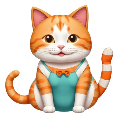 happy cat wearing a swimsuit made out of sushi sticker