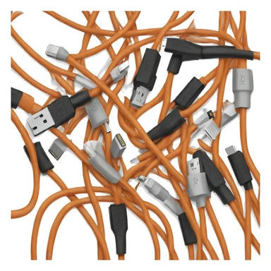 Bunch of unorganized charging cables sticker