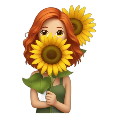 red-haired girl with a sunflower sticker