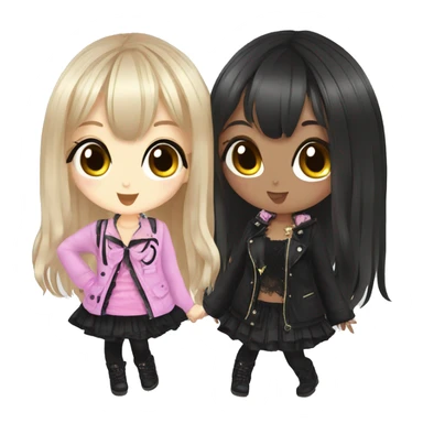two hime gyaru girls, plus size, goth sticker