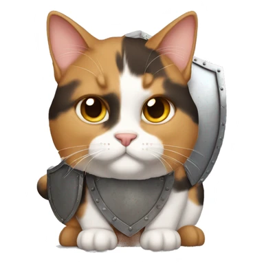 Fat calico cat with a shield  sticker