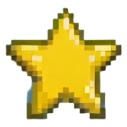 yellow volumetric 4-pointed star, four terminal star sticker