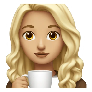 blonde girl with brown eyes studying with a coffee sticker