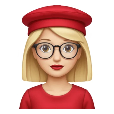 blonde woman wear red hat and dress and glasses sticker