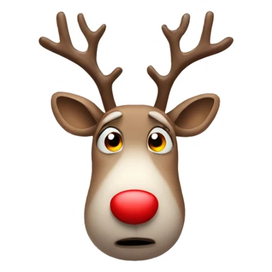Worried reindeer with red nose sticker