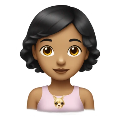 Black-hair little girl with gold chihuahua  sticker