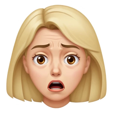 Woman with distraught expression, worried eyes, furrowed brow, mouth open in distress sticker