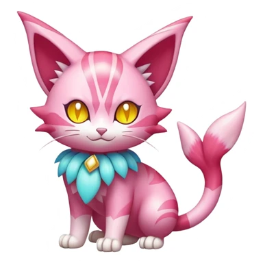Shiny Magical Elemental Colorful Exotic Skitty-Delcatty-Pokémon-Fakémon-hybrid-creature (full body) sticker