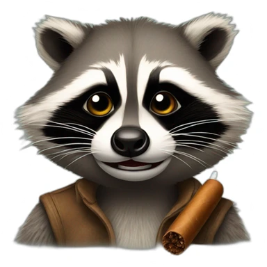 A racoon with a cigar in mouth  sticker