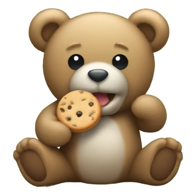 Teddy bear eating a cookie sitting on grass sticker