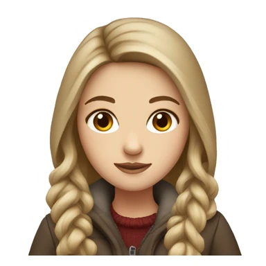 White girl with long hair brown with winter clothes sticker
