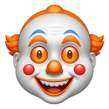 Make the clown emoji come up from the bottom, bounce, and land in the center. Then make it wink with the right eye, add a corrupted-file glitch effect, and finally make it disappear sticker