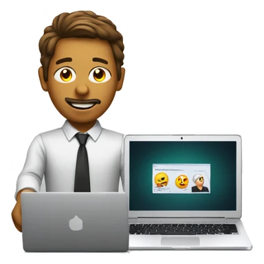 danial on laptop with fake work sticker