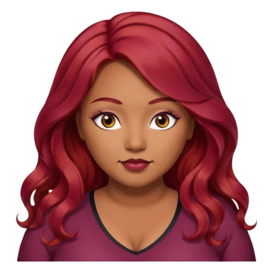 Plus size red hair brown face small eyes long hair Asian eyes small eyes wavy hair eye lashes burgundy hair sticker