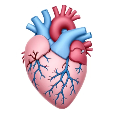 White and sky blue Anatomical heart with light pink rose without leaves  sticker