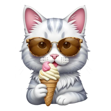 Cat with sunglasses eating ice cream sticker