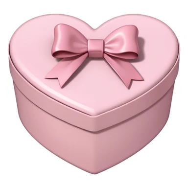 pale pink heart box, pale pink bow, filled with chocolates inside sticker
