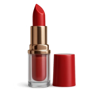 Edit this image to a realistic lipstick emoji with a transparent case in a photorealistic style. Remove the background completely. sticker