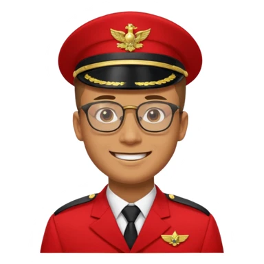 Smiling military man with glasses in red uniform sticker