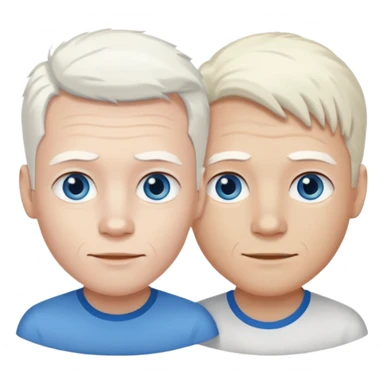 Two guys, the first one is an albino with blue eyes and white hair, the second one is a brunette with brown eyes. sticker