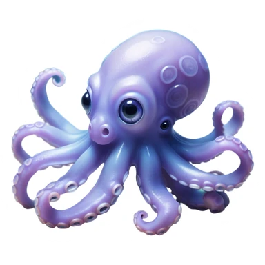 Cinematic Noble Baby Octopus Portrait Emoji, Poised and graceful, with a soft, rounded, slightly translucent body in a dreamy light blue-purple hue, large, glistening eyes full of quiet intelligence and mystery, delicate, flowing tentacles curling gently, Simplified yet sophisticated features, highly detailed, glowing with a soft, ethereal oceanic radiance, high shine, elegant and serene, stylized with an air of deep-sea wonder, focused and tranquil, soft glowing outline, capturing the essence of an otherworldly, intelligent little cephalopod, floating effortlessly in the gentle ocean currents! sticker