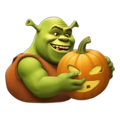 shrek eating pumpkin sticker